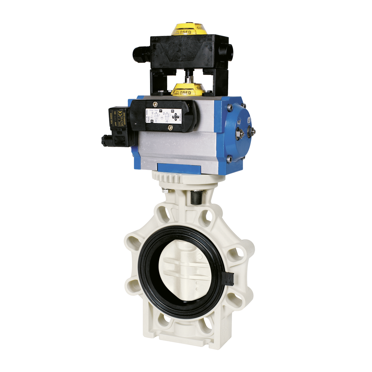 przepustnica chemoodporna PP z napędem pneumatycznym K4