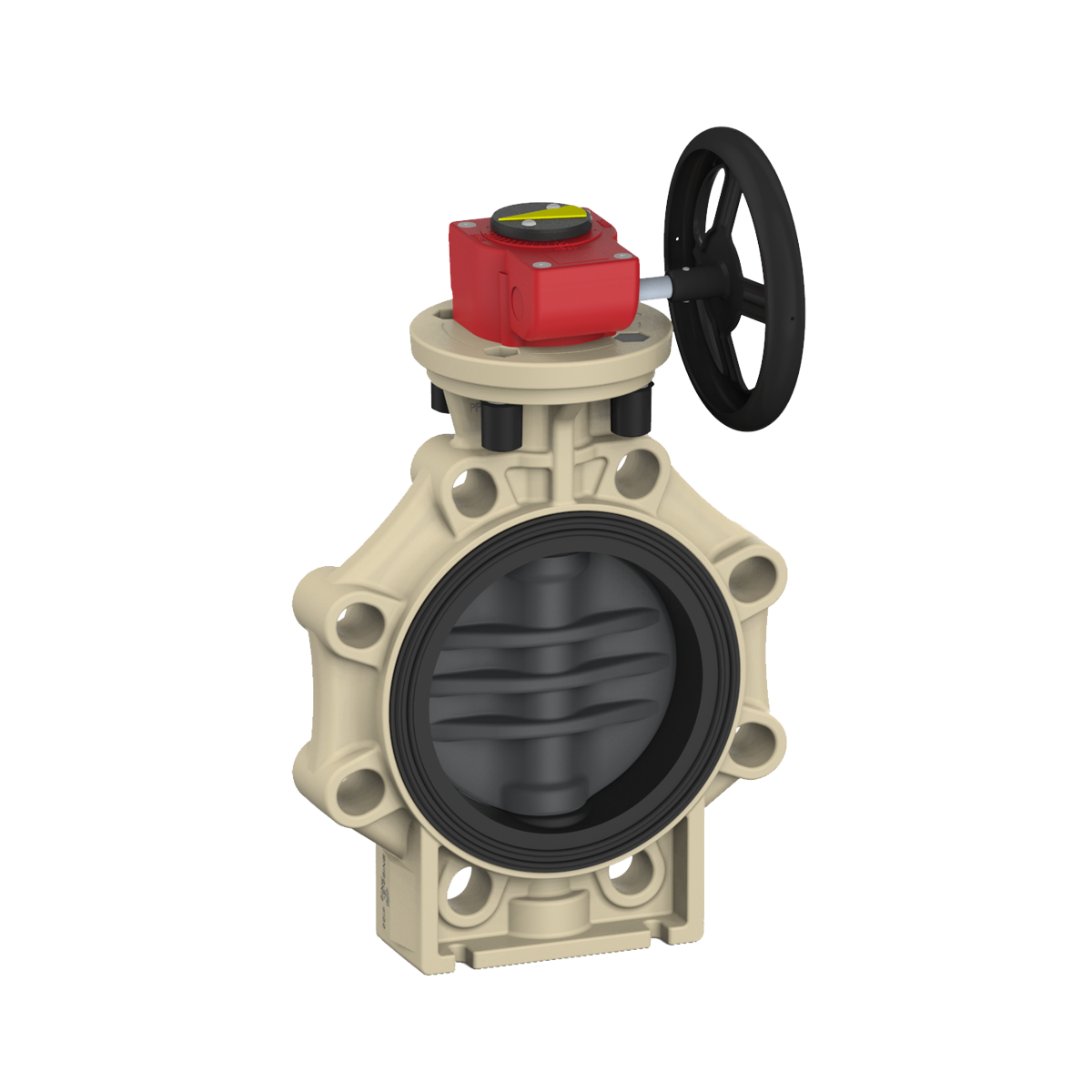 przepustnica chemoodporna PVC-U z czujnikiem krańcowym i kołem K4