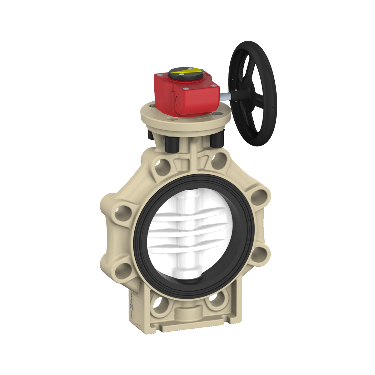 przepustnica chemoodporna PVDF z czujnikiem krańcowym i kołem K4